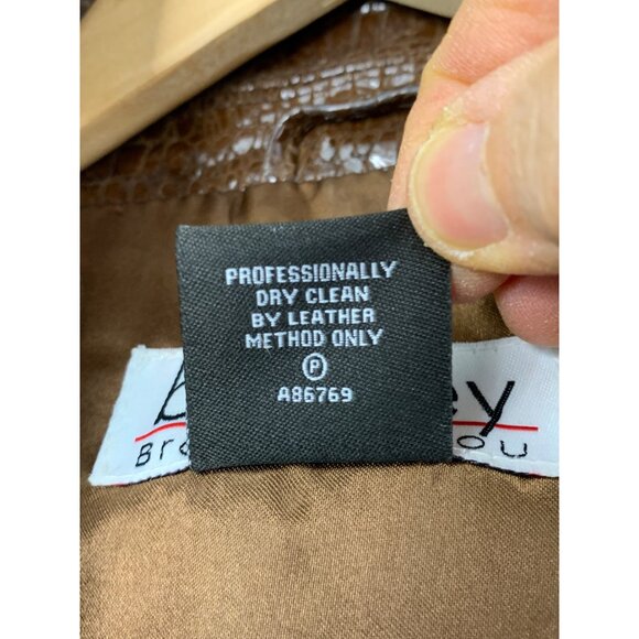 Bradley Bayou Brown Croc-Embossed Shiny Leather Blazer Jacket 2X EUC 8165 - Picture 4 of 10